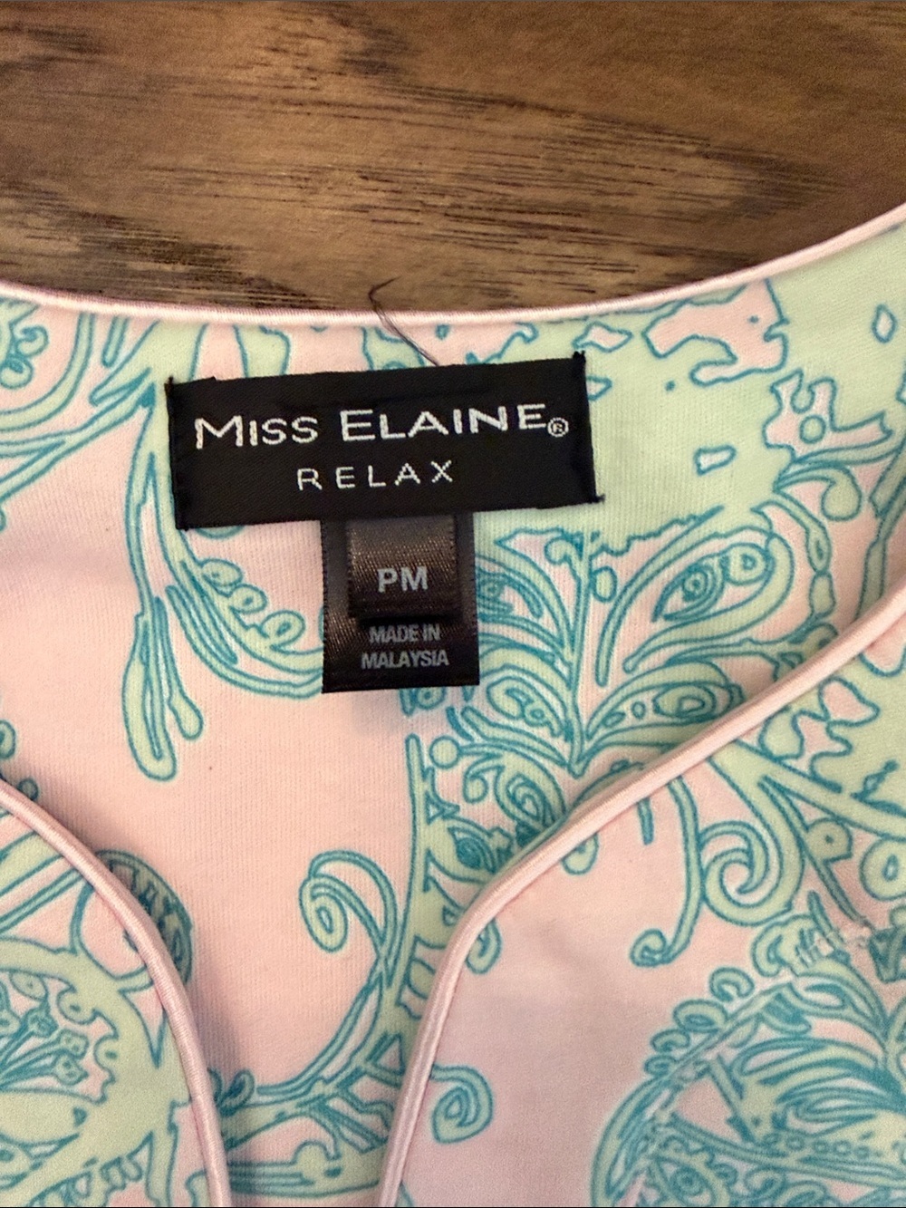 NWOT Miss Elaine Pastel Paisley Inteovk Zip Front Long MP Robe in Pink and Mint - Picture 3 of 9
